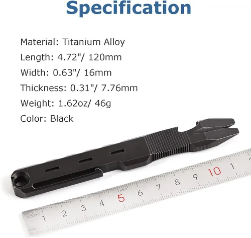 Miniatura 2 de Hamans Barra de palanca de titanio con función de abridor de botellas con clip de bolsillo (negro)