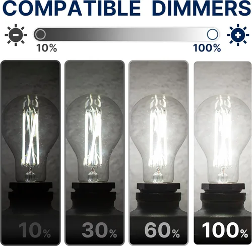 Miniatura 3 de FLSNT Bombillas LED Edison equivalentes a 100 W, luz diurna de 5000 K, bombillas LED A21 regulables de 12 W, 1600 LM, CRI90, base E26, paquete de 8