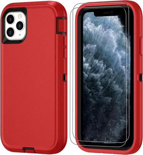 Miniatura 25 de Jshru para iPhone XR Funda con [2 Pack] Protector de Pantalla HD, [Grado Militar] 3-en-1 Resistente Protector de Cuerpo Completo a Prueba de Negro