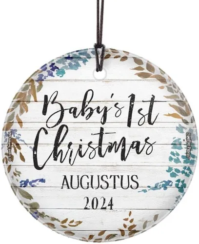 Miniatura 20 de Baby's First Christmas 2025 - Impresión de cristal colgante – Personalizar con año y foto – Diseño minimalista – Impresiones Starfire de 3.5