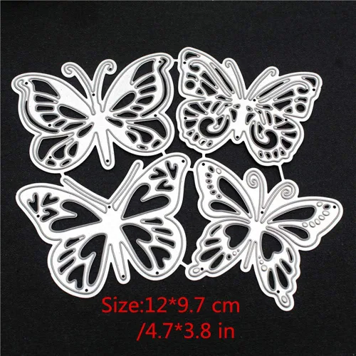 Miniatura 3 de ZECNG - 4 troqueles de corte de metal con diseño de mariposa para hacer tarjetas, herramientas de troqueles de mariposa de acero al carbono para #8