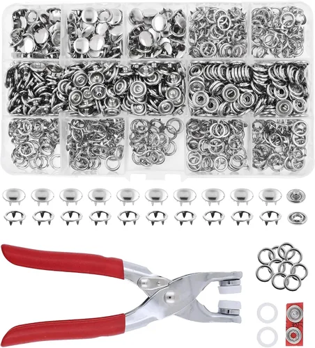 Miniatura 15 de Kit de botón de presión de metal Mandala Crafts - Botones a presión y herramienta de cierre a presión - Cierres coloridos de 9.5mm para coser, ropa