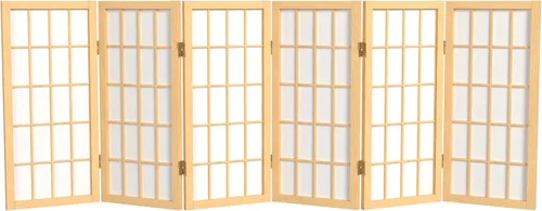 Miniatura 28 de Biombo portátil simple de 2 pies Biombo diseño Shoji, clásico diseño japonés 4 anchuras, 6 colores, Madera, Honey Miel