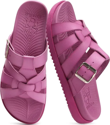 Miniatura 12 de KuaiLu Sandalias de gladiador para mujer con cómodo soporte de arco para verano, playa, vacaciones, caminar, viajes, pescador, toboganes, trajes