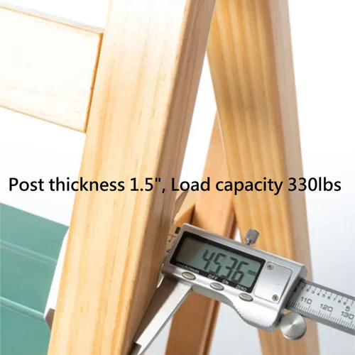 Miniatura 7 de Taburete de bar plegable, taburete de escalera de 3 escalones, escaleras de madera multifuncionales con capacidad de carga de 330 libras