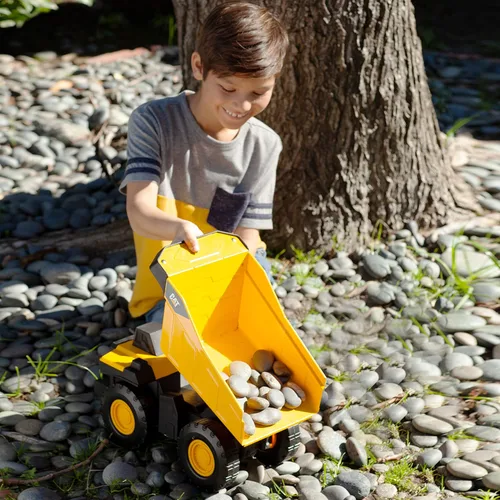 Miniatura 7 de CAT Juguetes de construcción, Camión volquete de acero de 16" - Cuerpo de acero real, cama basculante funcional, ruedas todo terreno extragrandes