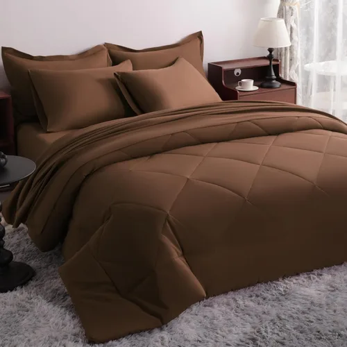 Miniatura 17 de NTBAY Juego de edredón Twin con sábanas, juego de ropa de cama Twin suave y transpirable de 5 piezas, cama Twin en una bolsa, juego de edredón Gris