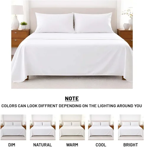 Miniatura 6 de SGI bedding Sábanas 100% algodón egipcio tamaño individual – Sábanas refrescantes, ropa de cama blanca suave y transpirable, ropa de cama de lujo