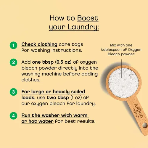 Miniatura 6 de AspenClean Polvo de blanqueador de oxígeno sin perfume Quitamanchas de lavandería de color seguro Alternativa a la lejía EWG Verified™