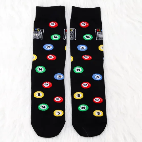 Miniatura 4 de MBMSO Divertidos calcetines de bingo – 2 pares de calcetines de vestir para mujer de bingo loco Crazy Bingo Señora