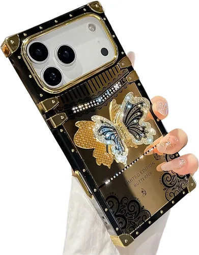 Miniatura 78 de Bonita funda compatible con Samsung Galaxy S22 Ultra, soporte plegable de lujo con diseño de mariposa brillante para mujeres y niñas, funda Blanco