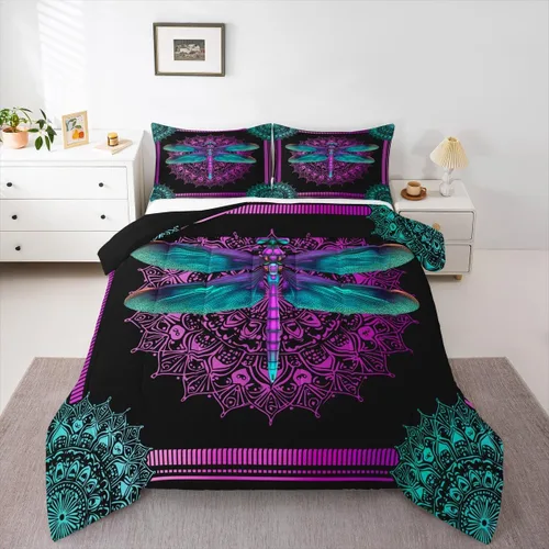Miniatura 21 de Erosebridal Edredón de árbol de la vida, ropa de cama bohemia con diseño de mariposa y mariposa, edredón de fase lunar hippie, edredón acolchado