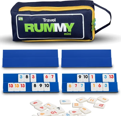 Miniatura 9 de Point Games Juego clásico de Rummy Cube de tamaño completo, con estantes plegables de 3 niveles y azulejos, en una bolsa de viaje de lona súper