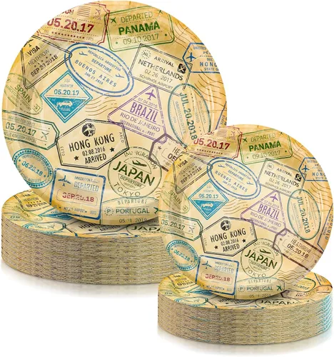 Miniatura 8 de Yungyan 50 platos temáticos de los años 50 de 9 y 7 pulgadas, platos de postre desechables de los años 50, vajilla de papel de calcetín hop, vajilla