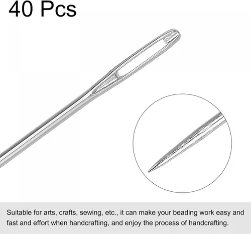 Miniatura 3 de uxcell Agujas de coser rectas largas bordadas agujas de rebordear acero inoxidable 6.89 pulgadas 40pcs