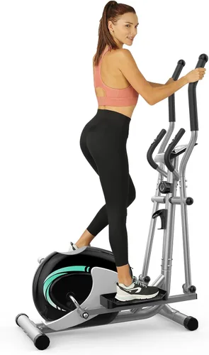 THERUN - Máquina elíptica para el hogar, máquina de ejercicio elíptica hipersilenciosa, entrenador elíptico compacto con 8 niveles de resistencia