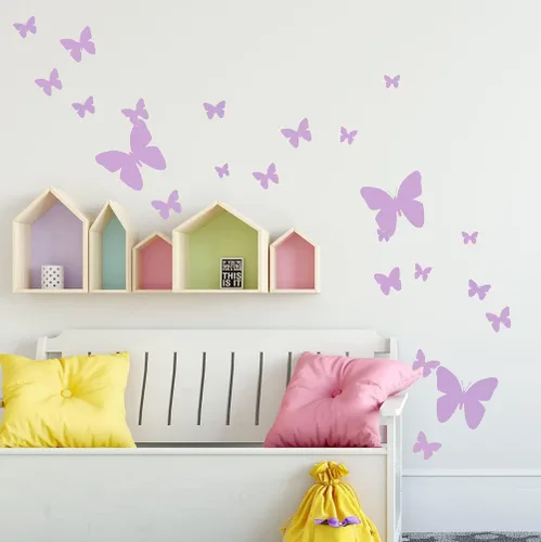 Miniatura 17 de Calcomanías de pared de mariposa (26) calcomanías de decoración de pared de mariposa, calcomanías de pared para niñas (rosa)
