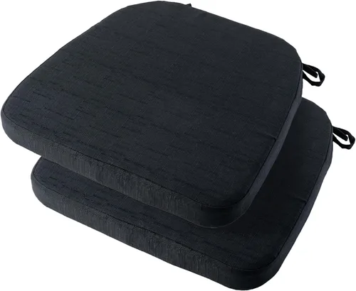 Miniatura 12 de Battilo - Cojines para sillas de comedor con lazos, almohadilla para silla de cocina para interiores y exteriores con respaldo antideslizante, cojín