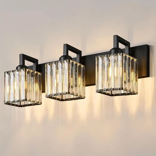 Miniatura 51 de Lámpara de tocador moderna de 2 luces de níquel cepillado, lámpara de tocador de cristal, luz de pared de baño, accesorios de iluminación de baño