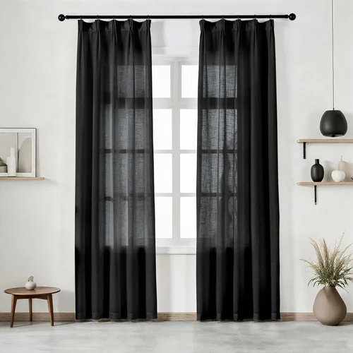 Miniatura 11 de Cortinas semitraslúcidas de lino neutro de 84 pulgadas de largo, cortinas y cortinas de lino beige crema que filtran la luz, tratamientos modernos
