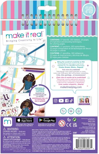 Miniatura 2 de Make It Real Cuaderno de bocetos de diseño de moda: estilo urbano - Libro para colorear con diseño de moda inspirador para niñas - Incluye cuaderno