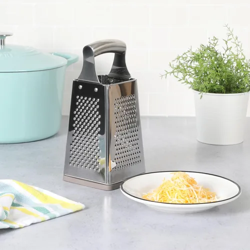 Miniatura 2 de Martha Stewart Sprucedale Rallador de Caja de Acero Inoxidable de 4 Lados de 9.5 Pulgadas – Rallador de Cocina Duradero para Queso y Alimentos