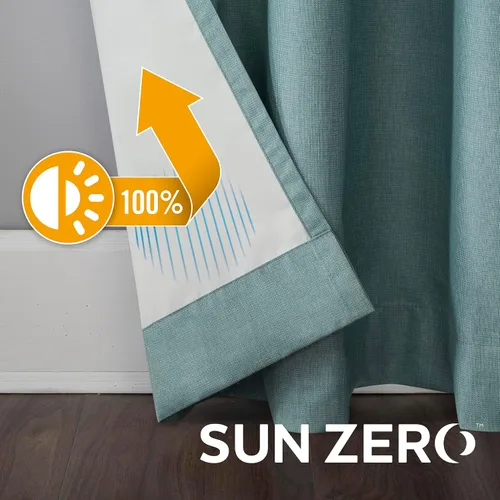 Miniatura 5 de Sun Zero Columbia - Paquete de 2 paneles de cortinas térmicas con ojales, par, 100 % opacas, ahorro de energía, 50 x 84 pulgadas, azul brumoso Azul