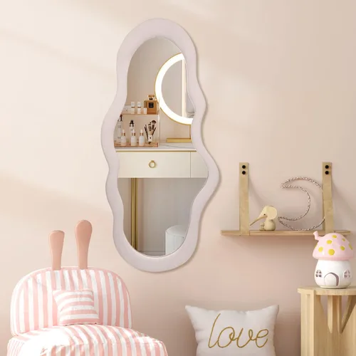 Miniatura 6 de BST FURNH Espejo de marco negro con forma de nube, 44 x 21 pulgadas, espejo alto montado en la pared para dormitorio, baño, sala de estar