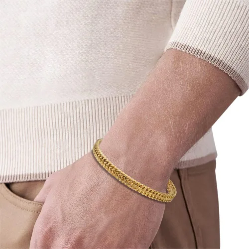 Miniatura 5 de Geoffrey Beene Mens Stainless Steel Double Franco Chain Bracelet with Extension