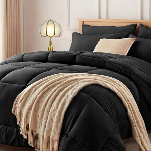 Miniatura 21 de Newspin - Juego de edredón de 6 piezas y tamaño individual XL, ropa de cama en una bolsa, con edredón y sábanas, fundas de almohada, sábana