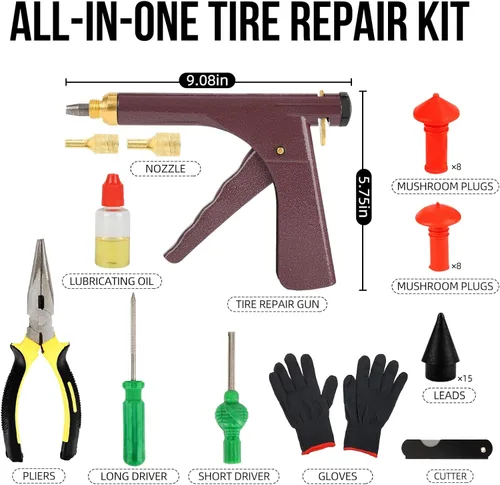 Miniatura 2 de Kit de Reparación de Tapones para Pistola de Neumáticos Kit de Reparación de Pistola de Neumáticos Kit de Tapones para Neumáticos Kit Profesional
