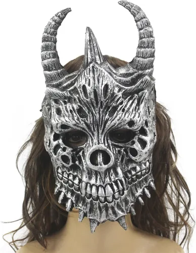 Miniatura 16 de Máscara de cabra para Halloween, oveja, cráneo, carnaval, fiesta, poliuretano, animal, cuerno de animal, cosplay, fiesta, accesorio de disfraz Negro