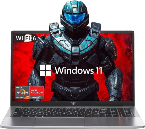KAIGERR Portátil para juegos, computadora portátil de 15.6 pulgadas con AMD Ryzen 7 5700U (8C/16T, hasta 4.3GHz), 16 GB de RAM 512 GB NVMe SSD