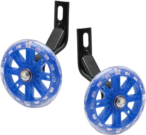 Miniatura 10 de Par de ruedas auxiliares de bicicleta para niños, accesorios para bicicletas de 12 "14" 16", ruedas de entrenamiento flash Negro