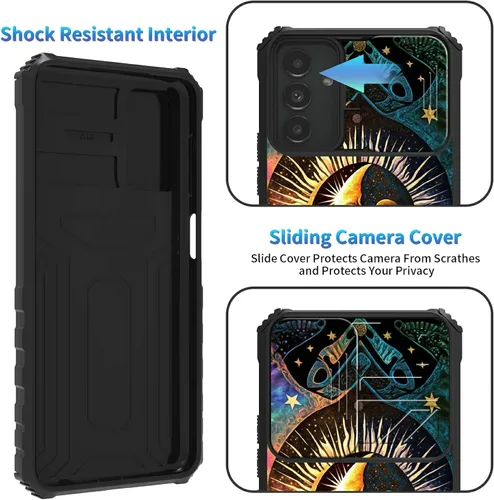 Miniatura 338 de Funda para Samsung Galaxy S22 Ultra 5G, Galaxy S22 Ultra con cubierta de cámara deslizante, funda resistente de doble capa con función atril Black