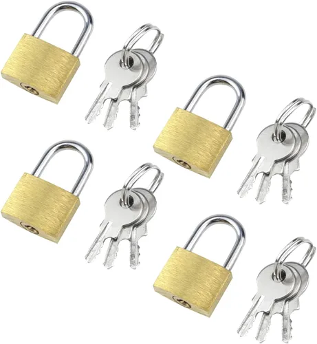 MY MIRONEY 4 candados con llave, candado de latón macizo, pequeño candado de metal con llaves para equipaje, diario, casillero, joyero