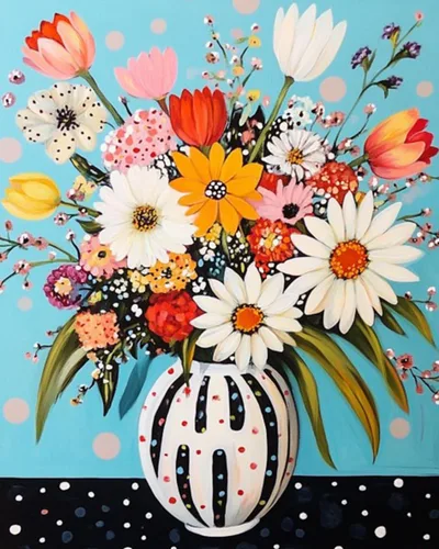 Miniatura 21 de Tucocoo Pintura por números con flores de lirio azul en una jarra de vidrio DIY en lienzo con pinceles, pinturas acrílicas, pintura de grafiti por