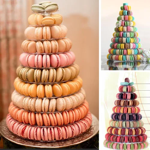 Miniatura 5 de Bhbuy - Soporte de torre para macarrones, redondo de plástico transparente de 10 niveles, multifunción, para cupcakes, galletas, postres, para boda