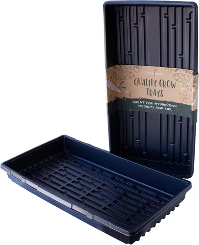 Miniatura 10 de Bandejas de cultivo de 20 x 10 pulgadas, sin agujeros de drenaje, de plástico reciclado, bandejas para brotes de hierba de trigo, cultivo