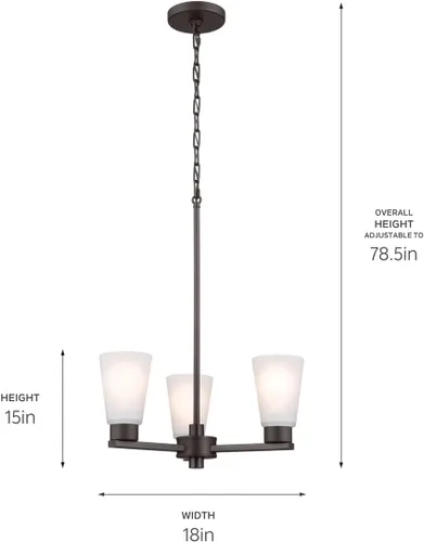 Miniatura 6 de Kichler Stamos - Candelabro de 3 luces, lámpara de techo moderna para sala de estar, comedor, dormitorio o vestíbulo, en bronce envejecido®