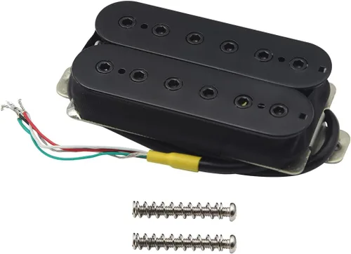 Miniatura 7 de FLEOR Alnico 5 Pastillas de cuello y puente para guitarra eléctrica, doble bobina Humbucker, color negro Cuello negro (7-8K)+Puente (8-9K) Conjunto