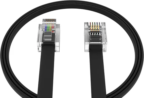 Miniatura 9 de Paquete de 2 cables telefónicos de 3 pulgadas, grado profesional, fabricado en Estados Unidos, enchufes RJ11 macho 6P4C con contactos dorados de 50