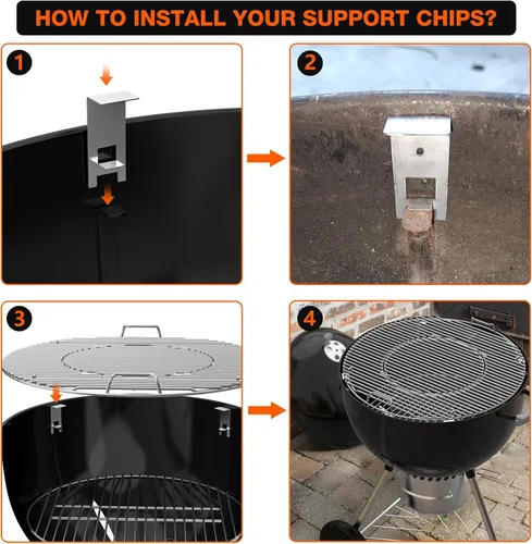 Miniatura 4 de only fire - Kit combinado de asador y pizza multiusos de acero inoxidable para Weber de 18 pulgadas y otras parrillas similares tipo kettle