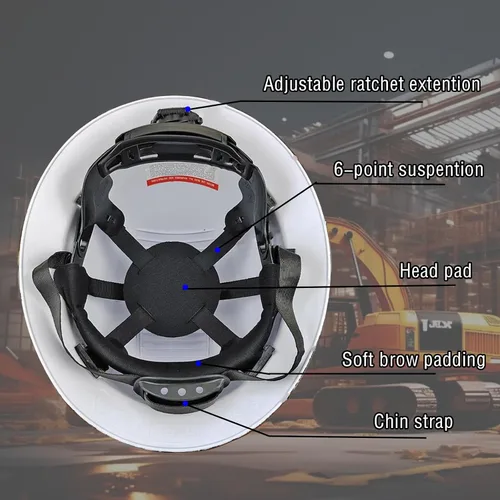 Miniatura 5 de Zeluga Casco duro de ala completa HDPE, casco de seguridad de construcción con orificios ventilados, suspensión de trinquete ajustable de 6 puntos
