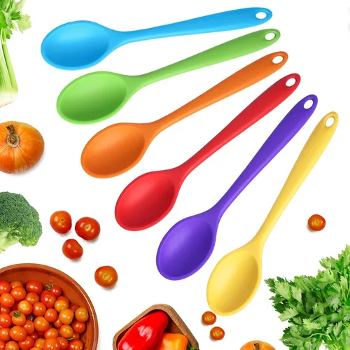 Miniatura 4 de 2 cucharas de silicona para cocinar, resistentes al calor, cucharas de mezcla antiadherentes para cocina, hornear, agitar, mezclar, herramientas
