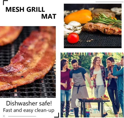 Miniatura 7 de LOOCH Juego de 5 Alfombrillas de Malla para Parrilla BBQ - Alfombrillas de Malla Antiadherentes de Servicio Pesado y Accesorios para Barbacoa