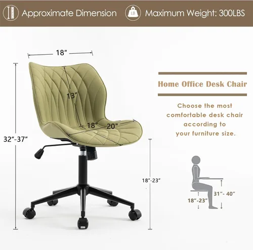 Miniatura 2 de YOUNUOKE Silla de escritorio sin brazos, cómoda silla de oficina con ruedas, silla ergonómica para el hogar, sillas ajustables para computadora