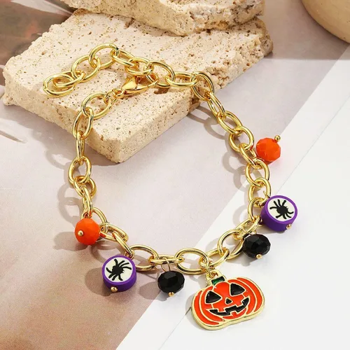 Miniatura 4 de Pulsera gótica espeluznante con dije de calabaza, araña, bruja y fantasma, regalo de joyería de disfraz de Halloween para mujeres y niñas, pulsera
