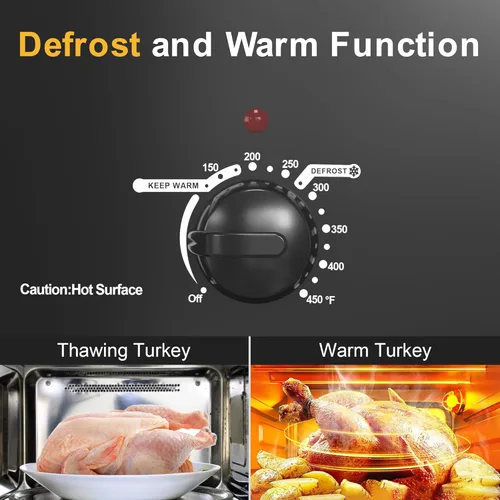 Miniatura 4 de Sunvivi Horno Asador Eléctrico de 26 Cuartos de Galón para Pavo con Tapa, Asadores Eléctricos con Bandeja Extraíble, Asador Grande, Tapa Visible