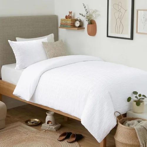 Miniatura 26 de Cozyide Beige Queen Duvet Cover Set, 3 Pieces Soft Seersucker Queen Size Duvet Cover with Zipper Closure and Corner Ties, 90"x90" Duvet Cover with 2
